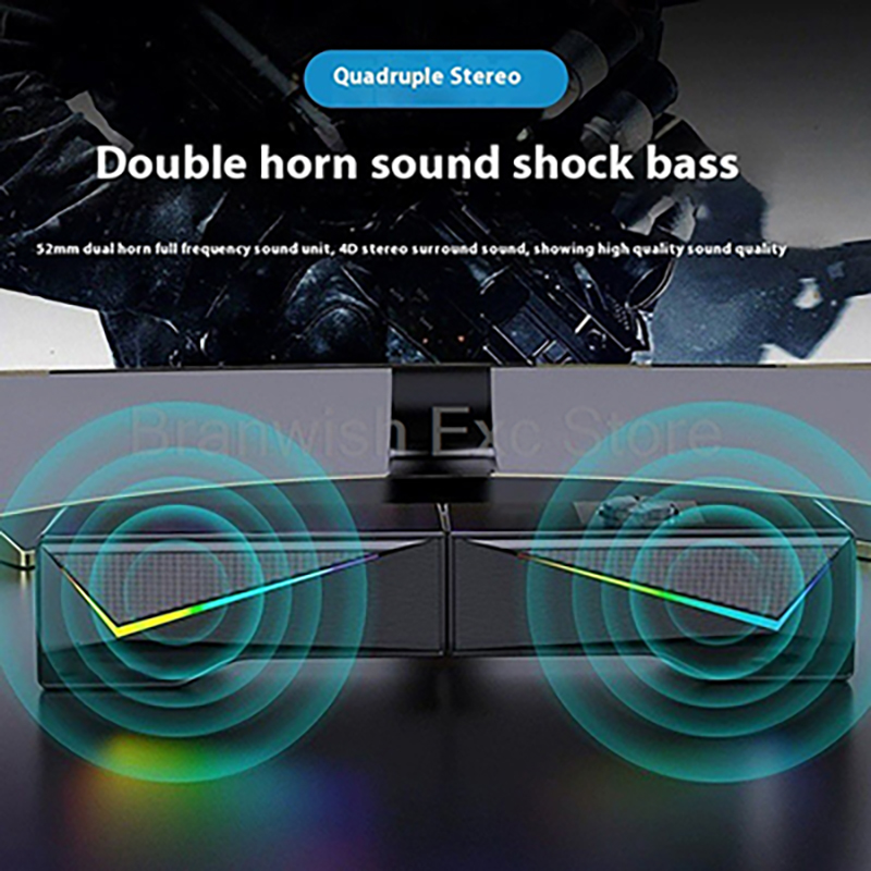 Rgb Computer Soundbar For Pc - 2x2.5W コンピュータースピーカー RGB ライトゲーミングサウンドバー取り外し可能なデザインノブコントロール USB 電源