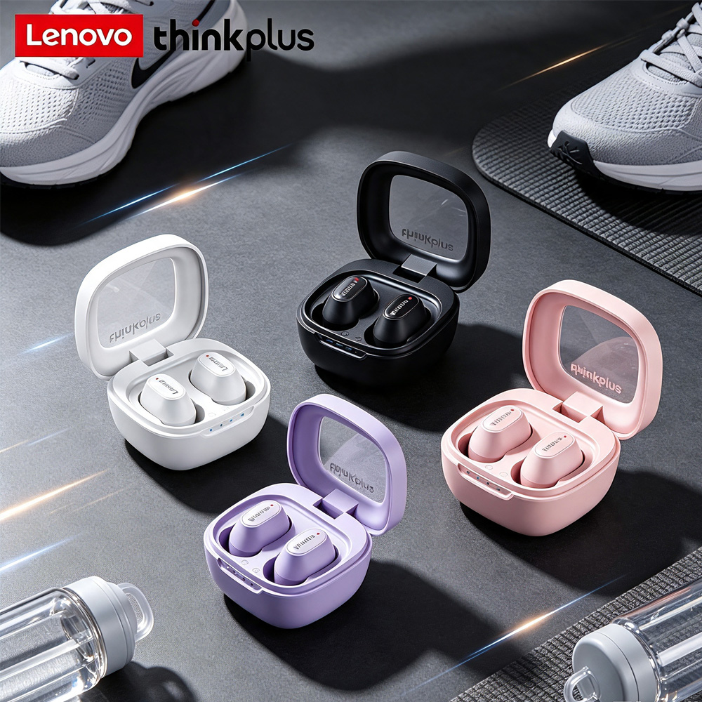 Tws Earbuds Bluetooth 5.3 - レノボ XT62 スタイリッシュな透明カプセル型TWSイヤホン 25時間の長時間駆動 IPX4耐汗性 タッチコントロール