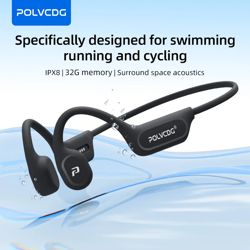 Bone Conduction Running Headphones - POLVCDG X9 骨伝導イヤホン 32G IPX8 防水オープンデザイン
