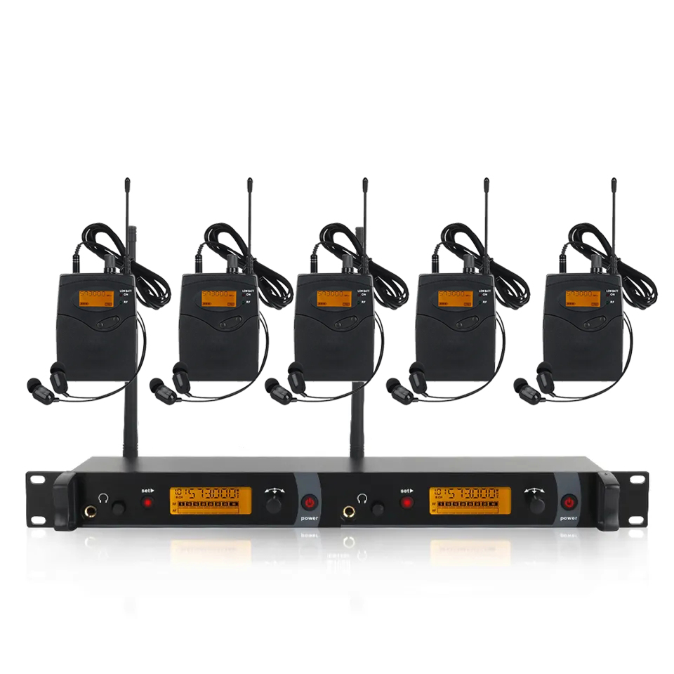 In Ear Monitors For Singers - ワイヤレスインイヤーモニターヘッドホンシステム（5つのボディパック、プラスチック製マイクヘッドセット付き）ステージシンガー向け、売れ筋商品