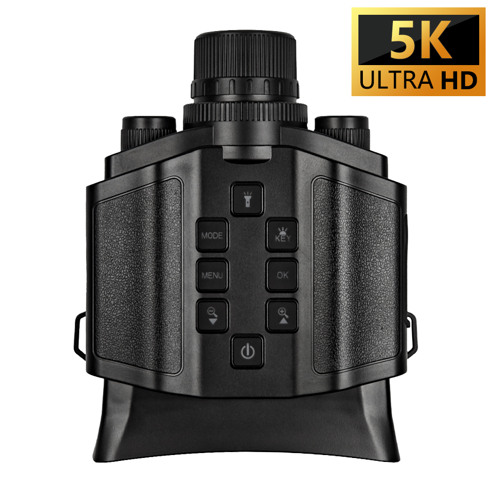 Cameras - 60MP 5K赤外線ナイトビジョン双眼鏡懐中電灯カメラ、10倍HD昼夜対応、屋外動物観察用