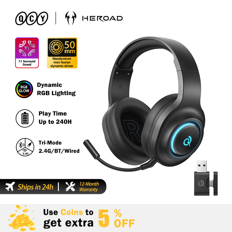 Gaming Headset With Mic Rgb - QCY Heroad V200 ゲーミングヘッドセット マイク付き トリプルモード