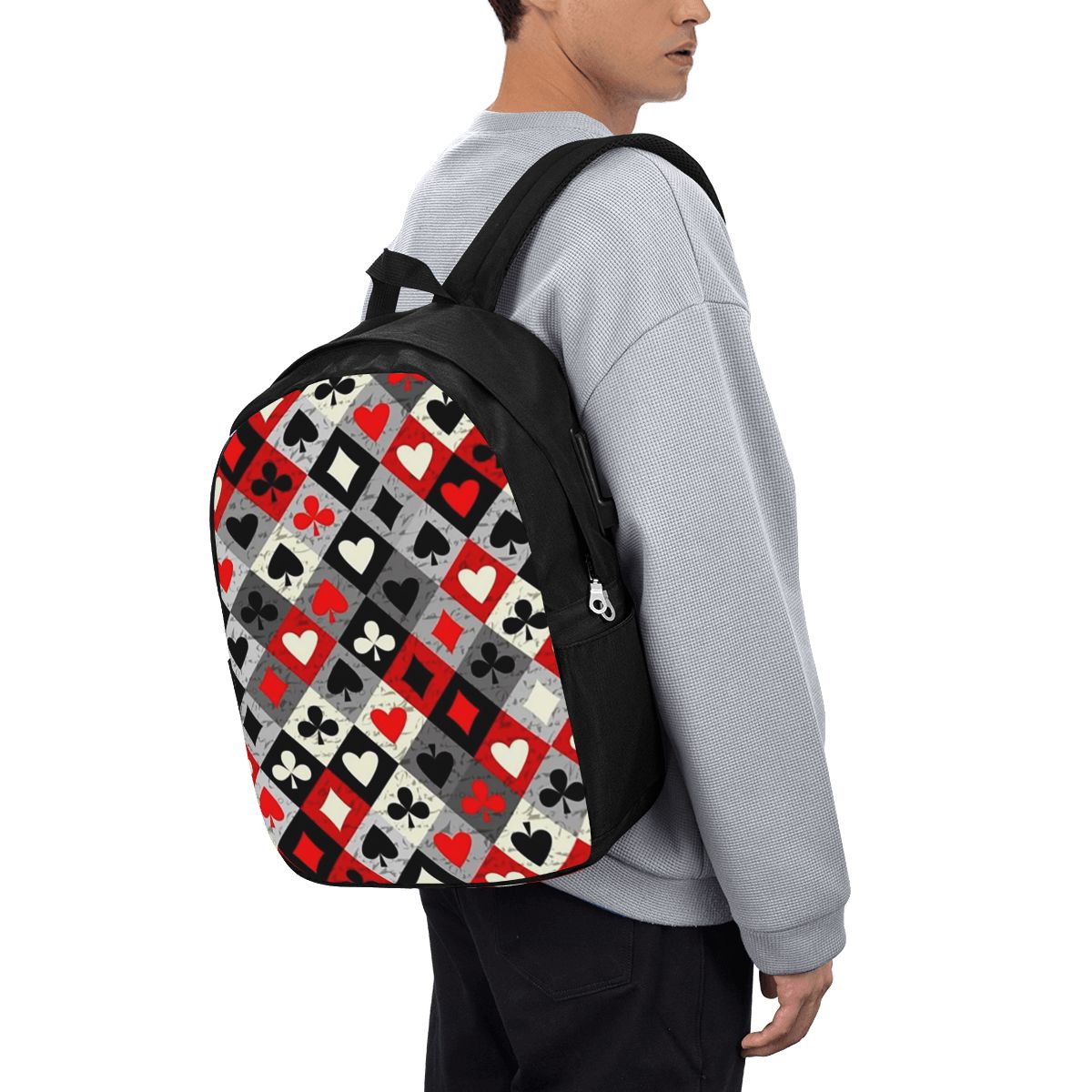Laptops - トランプポーカープリントバックパック旅行ノートブックバッグコンピュータ大学生スクールバッグラップトップショルダーバッグ男性女性用