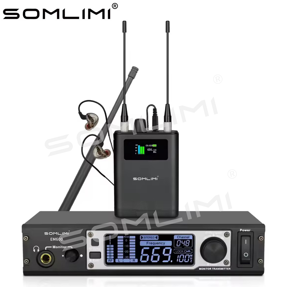 In Ear Monitors For Singers - SOMLIMI プロフェッショナル EM600 インイヤーワイヤレスモニタリングシステム ステレオボディパック カラースクリーン