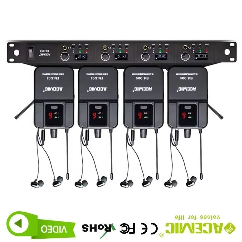 In Ear Monitors For Singers - 4チャンネルワイヤレスインイヤーモニターシステム Acemic Professional UHF IEM ステージリターン