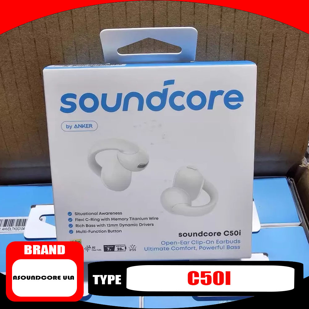 Open Ear Air Conduction Headphones - Soundcore C50i イヤークリップ型オープンワイヤレスBluetoothスポーツイヤホン AI空気伝導 スポーツ、ランニング、サイクリングに最適 高感度