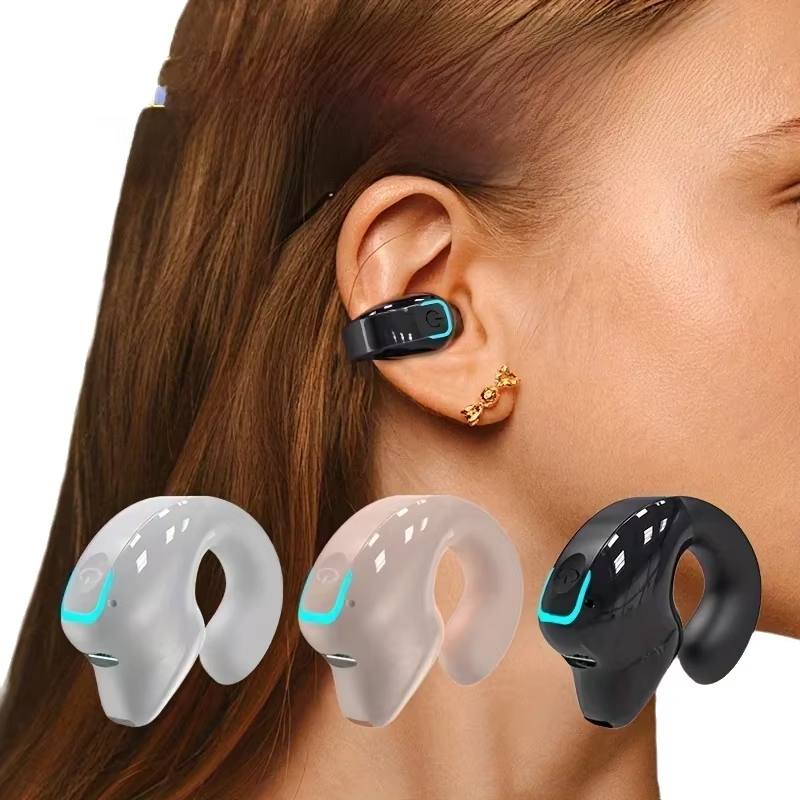 Open Ear Air Conduction Headphones - Tws Bluetooth対応5.3ワイヤレスヘッドフォン骨伝導ヘッドセットクリップ片耳イヤホンスポーツイヤホン