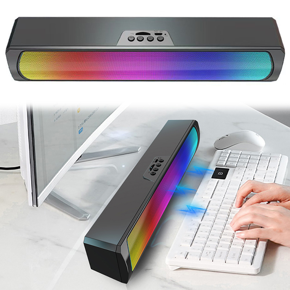 Rgb Computer Soundbar For Pc - ポータブルコンピューターサウンドバースピーカー RGB Bluetooth対応 5.0 サウンドバー ステレオサブウーファー