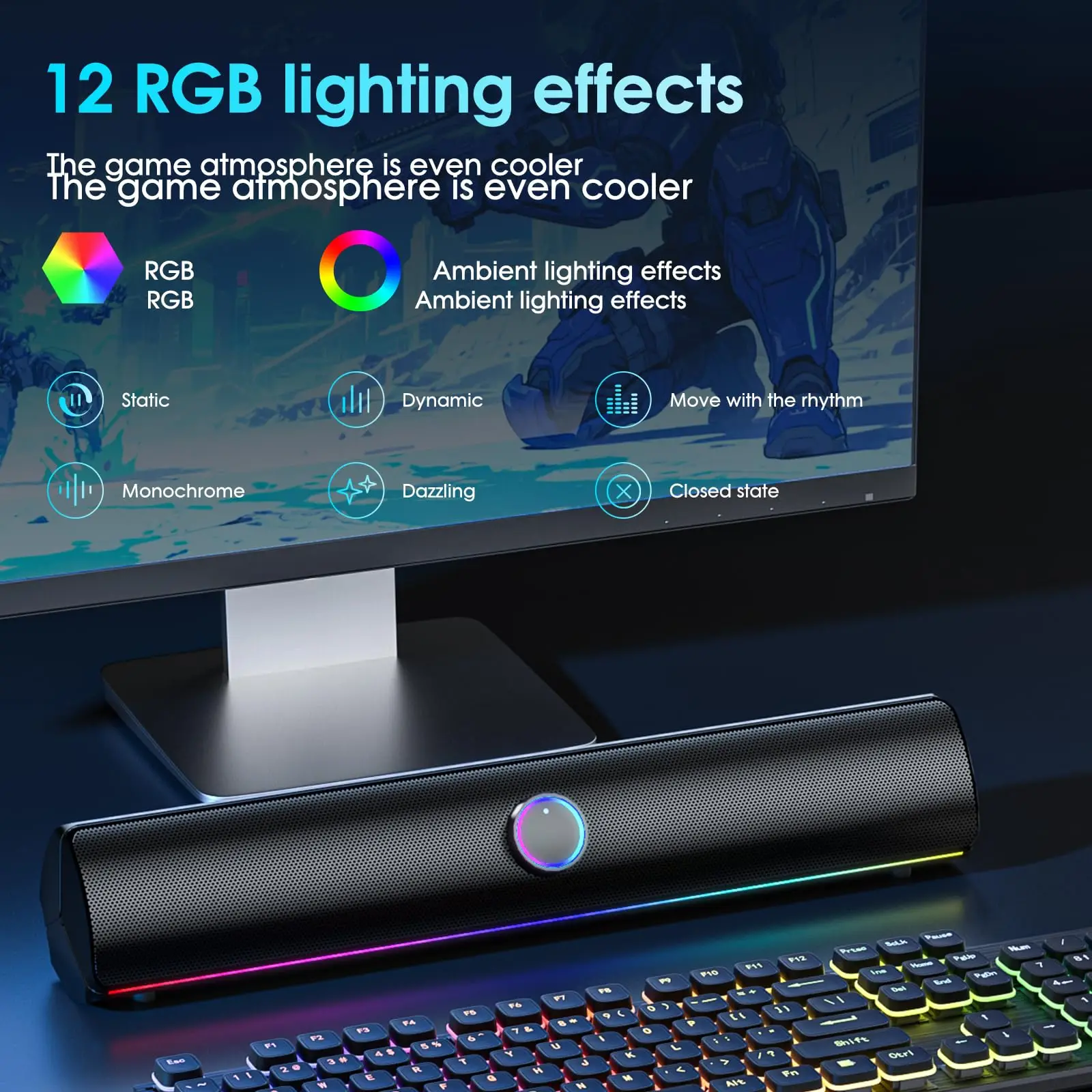 ゲーミングサウンドバー、USBワンケーブル＆Bluetoot - Rgb Computer Soundbar For Pc のレビューと価格