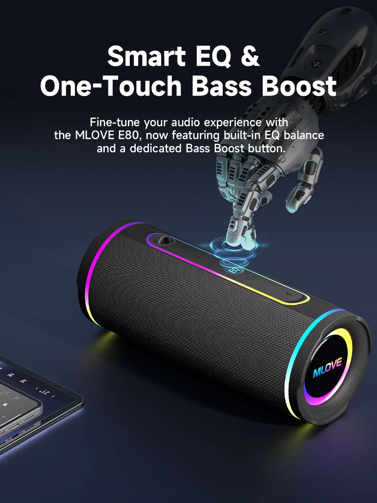 MLOVE E80 ポータブル Bluetooth スピーカ - Portable Bluetooth Speaker Waterproof Ipx7 のレビューと価格