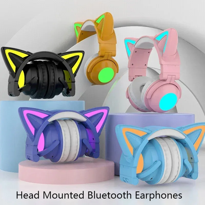 新しい ZW068 Bluetooth5.0 ヘッドフォンワ - Cat Ear Bluetooth Headset Led のレビューと価格