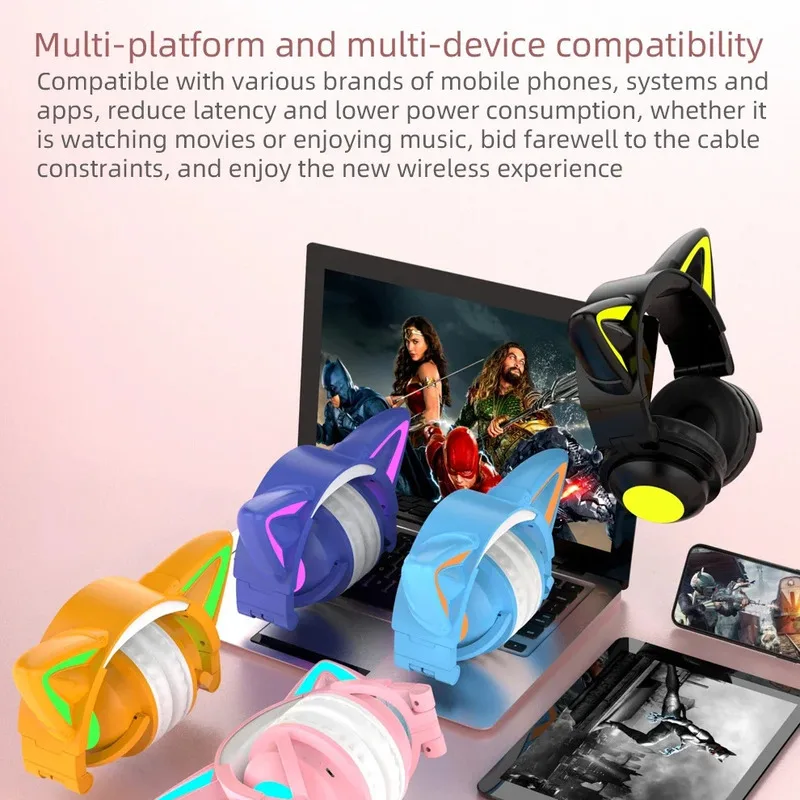 新しい ZW068 Bluetooth5.0 ヘッドフォンワ - Cat Ear Bluetooth Headset Led のレビューと価格