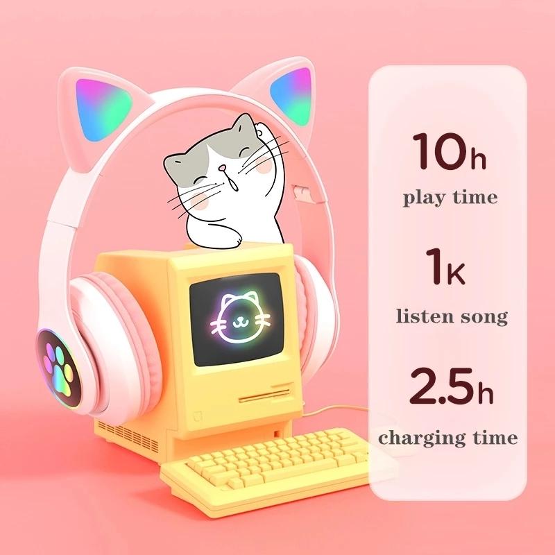 かわいい猫耳ヘッドフォン Bluetooth ワイヤレスゲー - Cat Ear Bluetooth Headset Led のレビューと価格