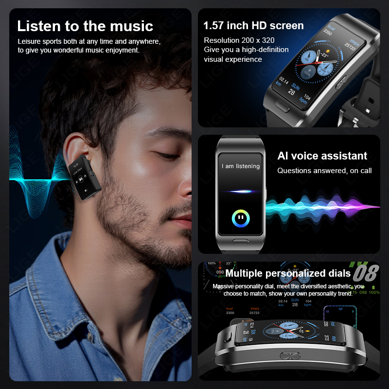 LIGE 新しいスマートウォッチイヤホン TWS 2 in  - Tws Earbuds Bluetooth 5.3 のレビューと価格