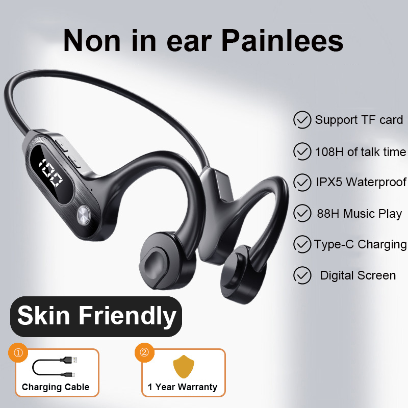 Bluetooth 5.3骨伝導イヤホン,フック付きイヤホン - Bone Conduction Running Headphones のレビューと価格