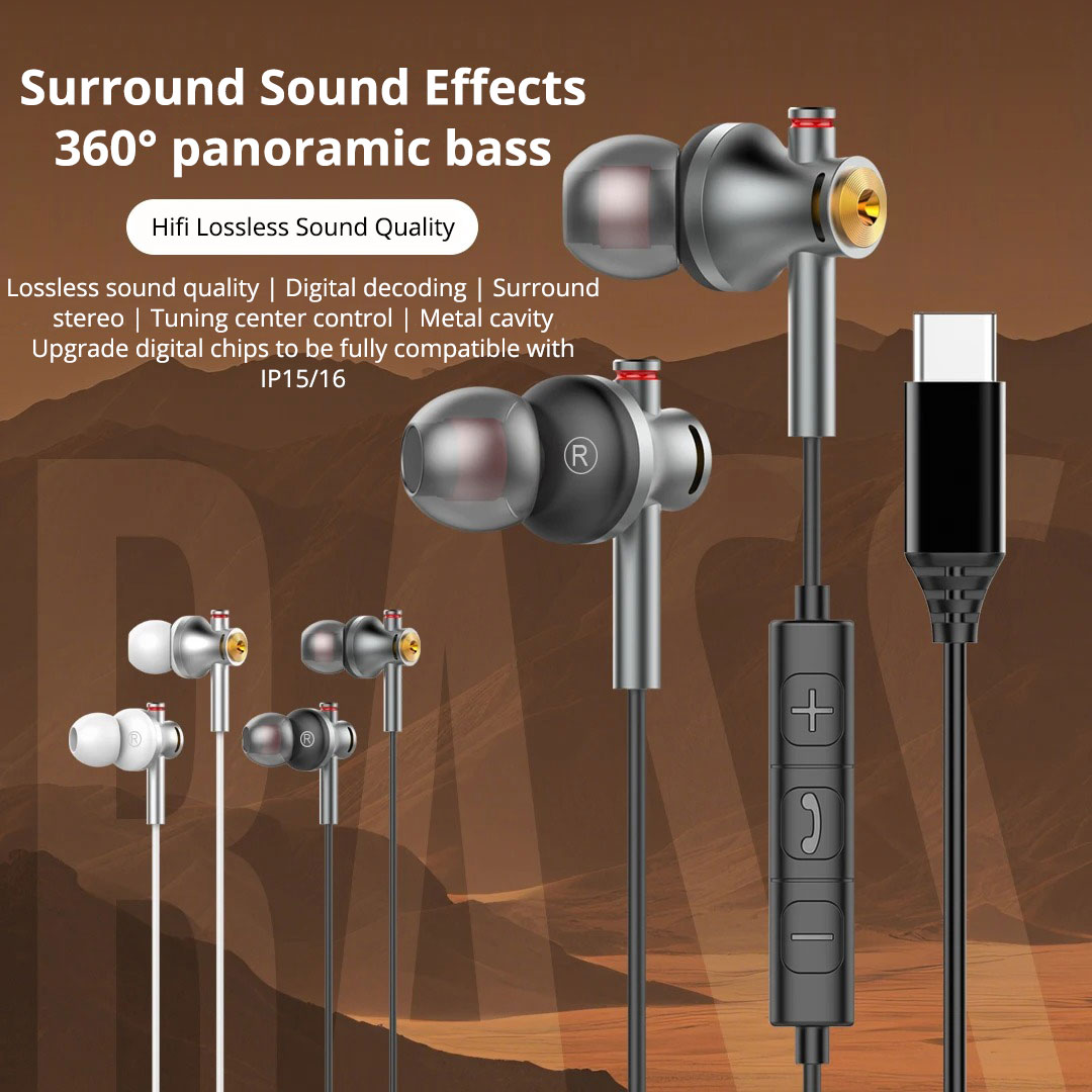EARDECO 3.5mm/TypeC 有線ヘッドホン 低音 - Type C Wired Earphones With Mic のレビューと価格