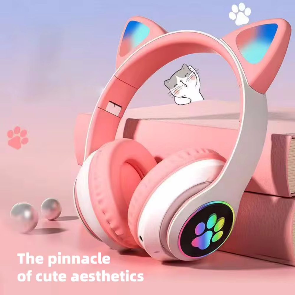 かわいい猫耳ワイヤレスヘッドセット子供女の子用 LED Bl - Cat Ear Bluetooth Headset Led のレビューと価格