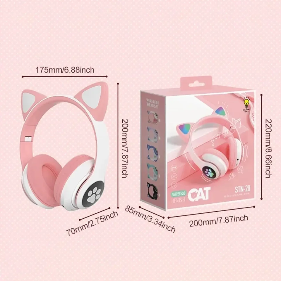 2 個ワイヤレスヘッドセット Bluetooth 音楽ヘッド - Cat Ear Bluetooth Headset Led のレビューと価格