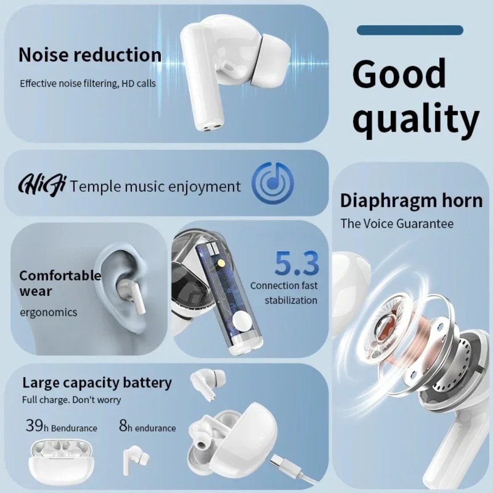 新しいワイヤレスBluetoothヘッドセットTWSヘッドセ - Tws Earbuds Bluetooth 5.3 のレビューと価格
