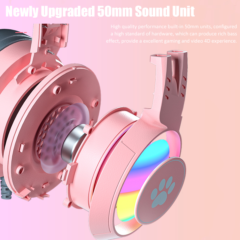 マイク付きのかわいい猫の耳のゲーミングヘッドフォン,RGBの - Gaming Headset With Mic Rgb のレビューと価格