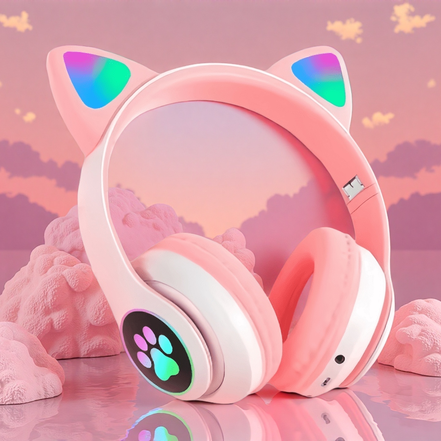 新型フラッシュライト付きキュートな猫耳ワイヤレスヘッドホン、 - Cat Ear Bluetooth Headset Led のレビューと価格