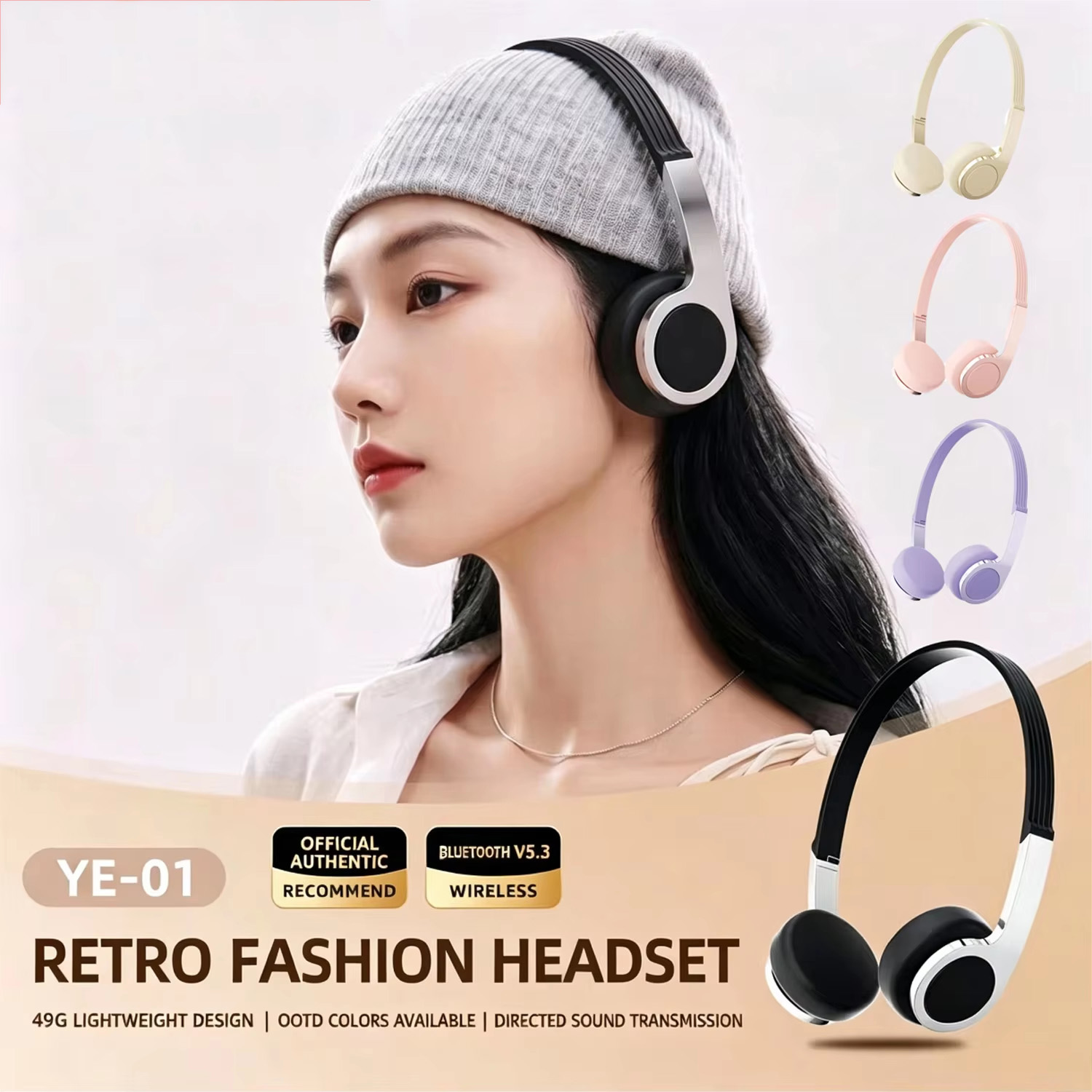 マカロンカラーのワイヤレスBluetoothヘッドホンで写真 - Anc Wireless Over Ear Headphones のレビューと価格